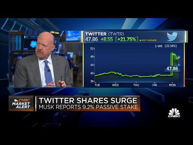 Jim Cramer reacts to Elon Musk's Twitter stake and Tesla's Q1 vehicle deliveries