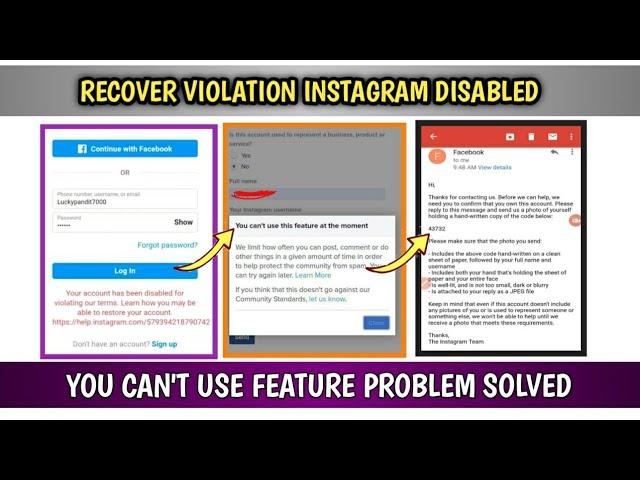 How To Reactivate Instagram Violations  Disabled Account | You Can't Use This Feature At Moment 2021