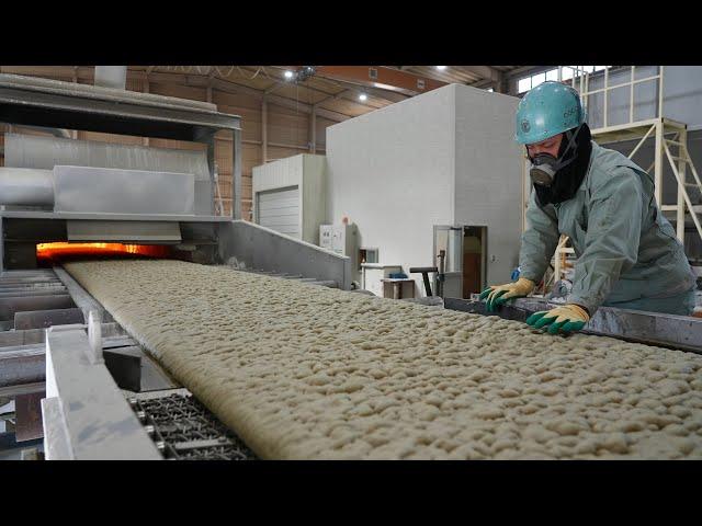 Process of Making Glass into Stone. A Japanese factory transforming glass into new materials.