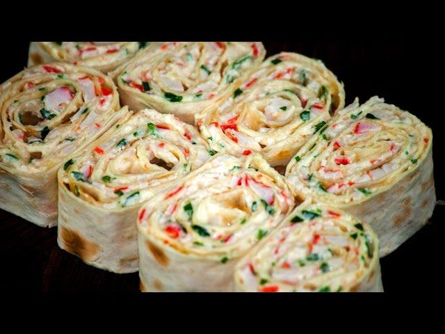 Lavash rolls with crab sticks