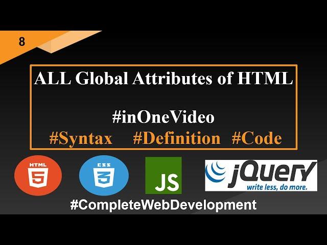 All HTML Global Attributes | In One Video | Complete Web Development | HTML|CSS|JAVASCRIPT | Hindi