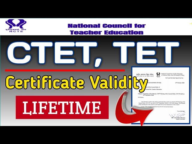 CTET TET Certificate Validity Lifetime | Teacher Eligibility Test Certificate Validity |