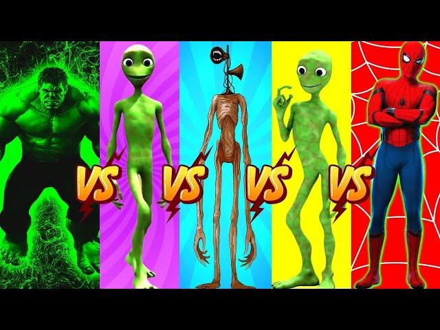 dance challenge dame tu cosita vs spiderman vs hulk vs me kemaste  Alien Green dance challenge 