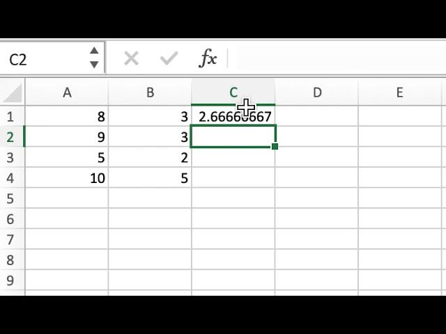 How to divide two columns in Excel