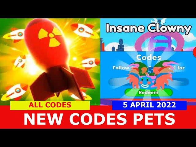 *NEW CODES PETS* NEW GEMS AREA [FREE PETS] Boom Simulator ROBLOX | April 5, 2022