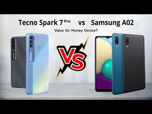 tecno spark 7 pro vs samsung a02 | Speed test | comparison between tecno spark 7 pro and Samsung a02