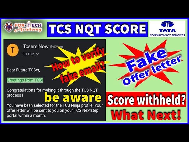 TCS fake offer letter|TCS NQT 2021 |TCS interview email |TCS Score Card 2021|Score has been withheld