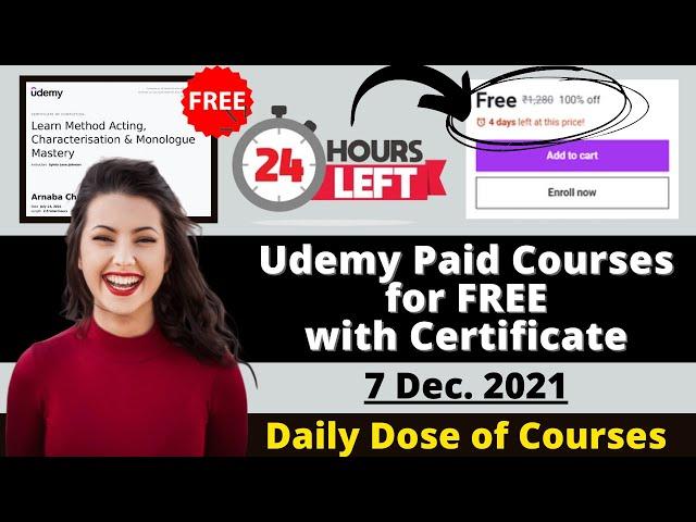 Udemy FREE Courses With Free Certificates | Latest Udemy Coupon Code | Learn Top Skill Students