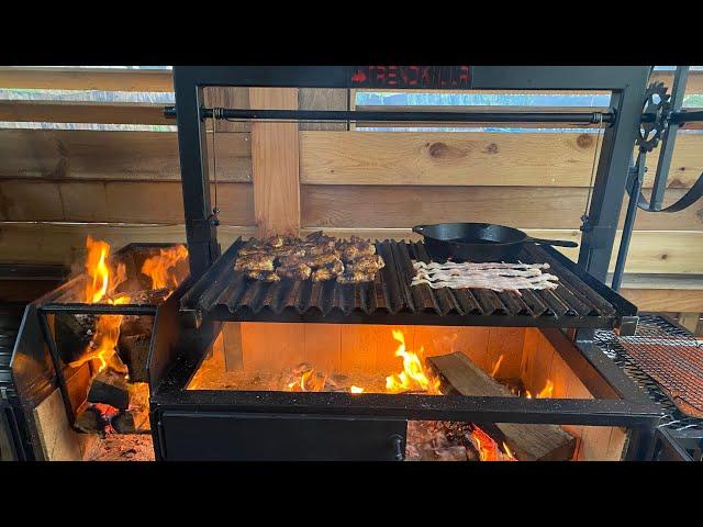 Live Fire Management / Santa Maria / Mushroom Bacon Swiss Burgers and Wings