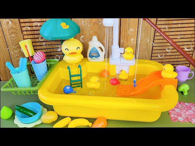 Satisfying with Unboxing Cute Duckie Kitchen Sink Set, Refrigerator, Laundry Set Review | ASMR