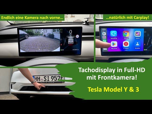 Endlich eine Kamera nach vorne für das Tesla Model Y & 3 - Montage Hansshow Tacho Display