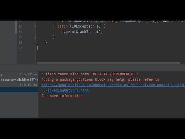 3 files found with path 'META-INF/DEPENDENCIES'. error in android studio development fixed.