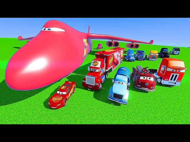 Cars McQueen & Disney Trucks Friends Mack Gale Beaufort Jerry Red FireTruck Mr Drippy Cargo Plane