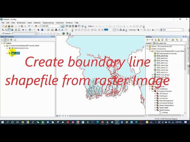 How to create boundary line shapefile from raster Image II Retrieve raster image to boundary polygon