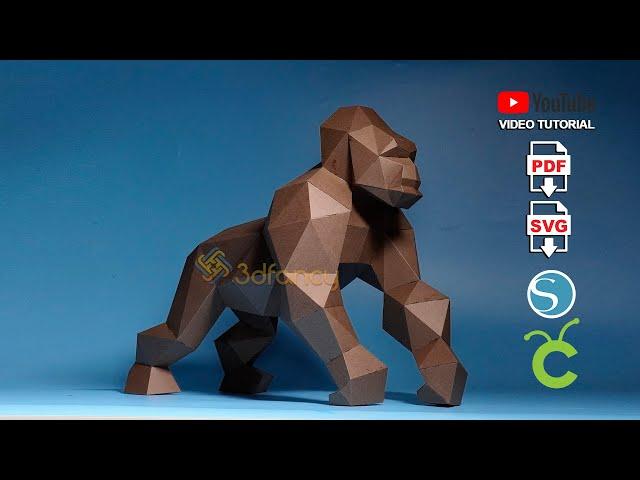 How to make 3D papercraft with Cricut | DIY Gorilla King Kong Paper Craft | SVG file Cricut, Cameo 4