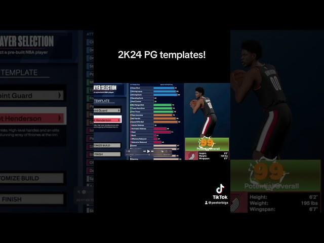 NBA 2K24 myplayer builder PG templates! Follow for all templates!#NBA2K #NBA2K24 #NBA2KBUILDS