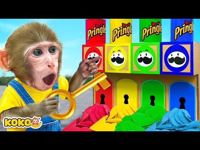 Series Of Pringles Chips: Monkey Koko Challenge With Pringles Vending Machine | KUDO KOKO CHANNEL