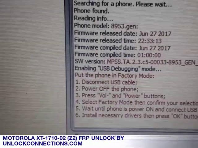 MOTOROLA ZPLAY  XT-1710-02 GOOGLE BYPASS UNLOCK SERVICE