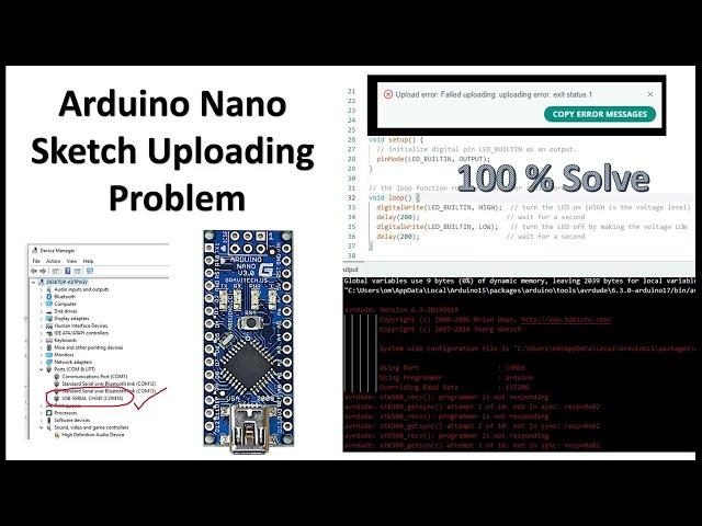 Arduino Nano Sketch Uploading Error / Problem  Solve 100%