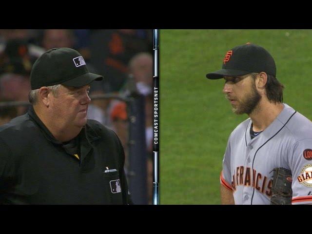 Bumgarner and West have a serious stare-down