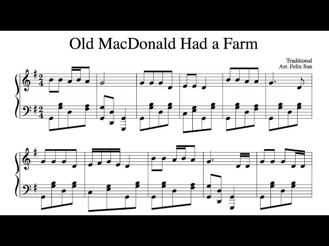 Old MacDonald Had a Farm (Piano Solo) - Sheet Music