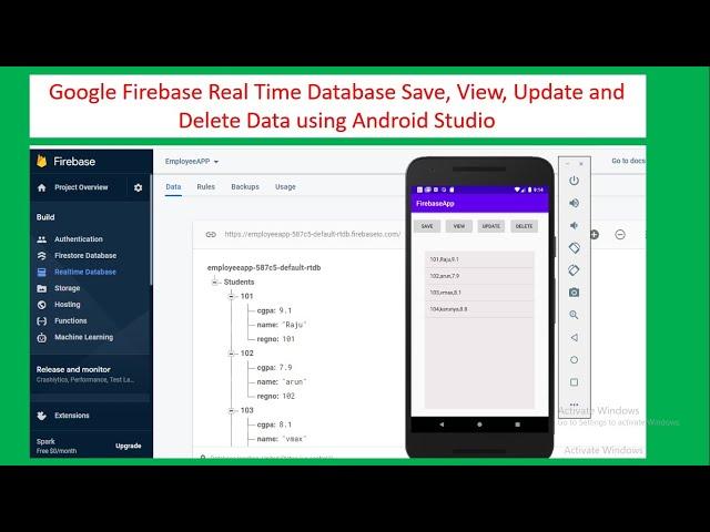 How to Save, View, Update and Delete data in Google Firebase Realtime Database using Android Program