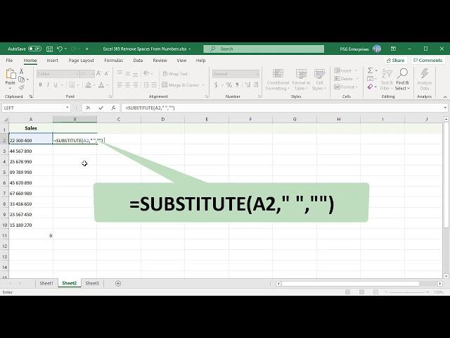 How to Remove Spaces From Numbers in Excel - Office 365