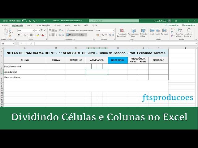 Dividindo Células e Colunas no Excel 365