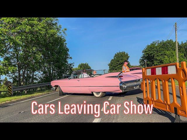 Classic American And British Cars Leaving Car Show Modified Cars Bowling Inn Stoke Prior May 2023