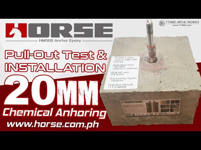 Horse Concrete Epoxy Chemical injection 20mm stainless Steel Bolt Installation and Pull out Test