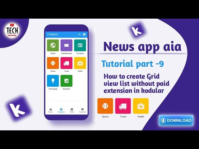 How to create Grid view list without paid extension | News app aia #kodular #developer