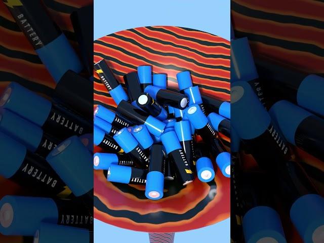 Into The Funnel AA Batteries Drop #battery #satisfying #animation #knightcube #3d #asmrsounds