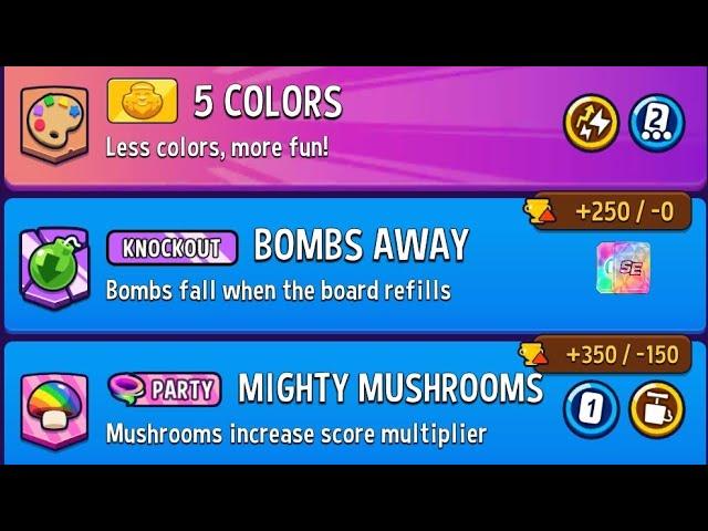 Daily Mode & Party Rumble Multiplier Mushrooms & Color Crystal Match Masters