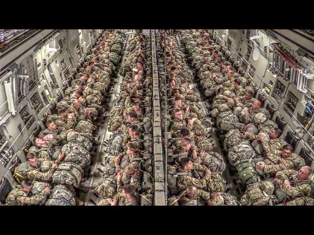 Paratroopers Static Line Jump From C-17