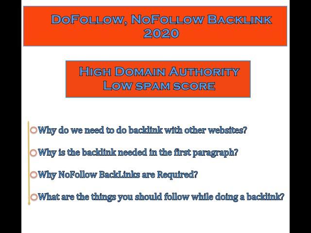 Dofollow Backlink With High Domain Authority and Low Spam Score 2020