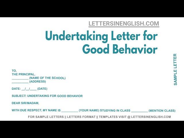 Undertaking Letter For Good Behavior - Good Behavior Undertaking Letter Sample