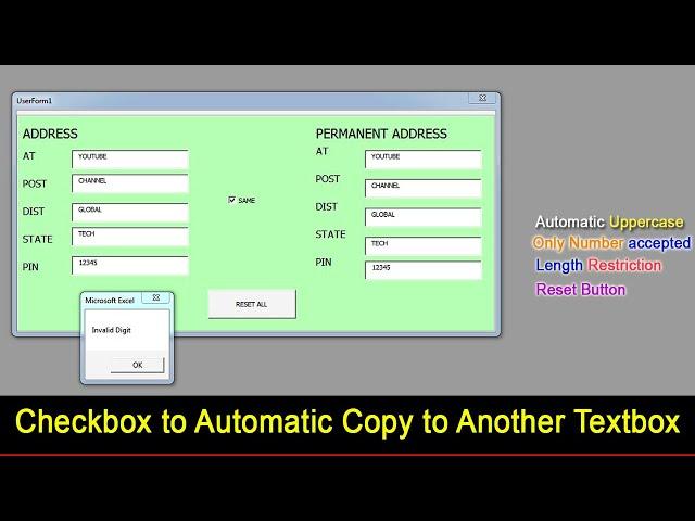 Bio-Data Userform Address box Setup| Only Digit show | Auto Uppercase all textbox using VBA Code.