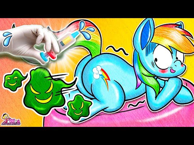 MY LITTLE PONY Take Care: Oh No! Rainbow Dash Got Sick!  MLP in Trouble | Annie Korea