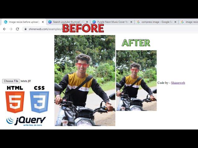 How to resize image before upload in Javascript | Compress image before upload using jQuery HTML5