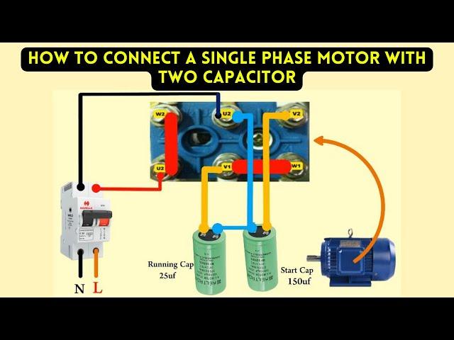 How to connect a single phase motor with two capacitor || Azan Electrical