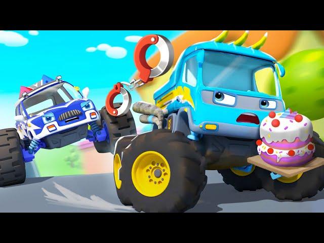 Birthday Cake is Gone | Monster Police Truck | Monster Truck | Kids Song | BabyBus - Cars World