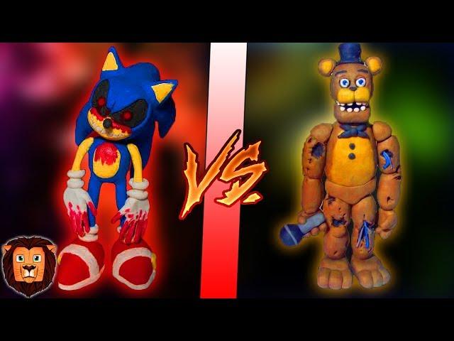 SONIC.EXE DE PLASTILINA VS FREDDY DE PLASTILINA | BATALLA EPICA HUMAN FALL FLAT LEON PICARON