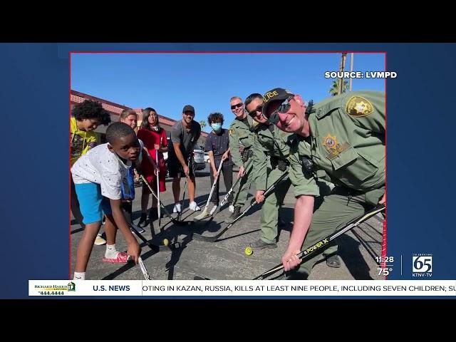 Retired Vegas Golden Knights player Deryk Engelland joined kids' street hockey game