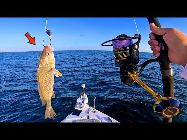 Fishing a LIVE! CROAKER 100' DEEP in the GULF for my DINNER! [Catch, Clean, Cook]