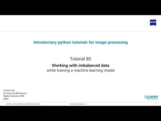 Tutorial 85 - Working with imbalanced data during machine learning training