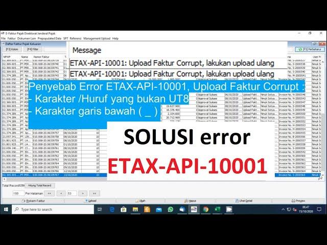 Solusi error ETAX API 10001 Upload Faktur Corrupt