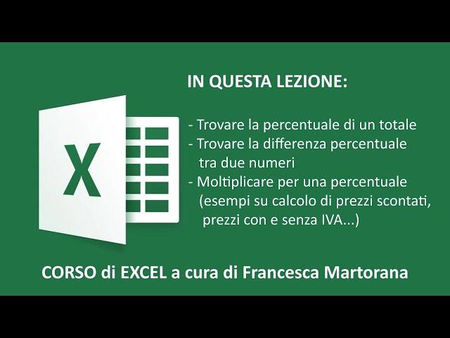 EXCEL tutorial 6B: Calcolare le percentuali in Excel