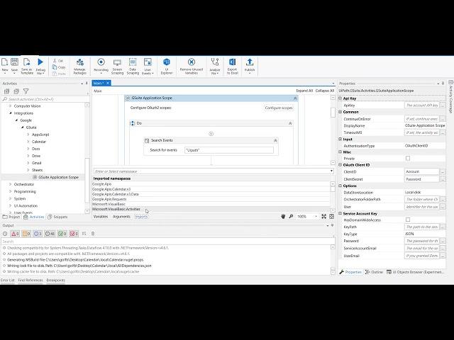 How to use Google Search Calendar Uipath