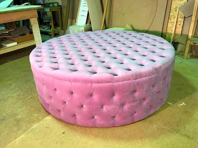 Making a large ottoman with buttons DIY