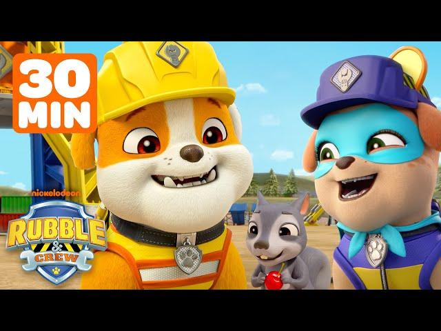 Rubble's Action Rescues in Builder Cove! w/ Mix & Motor | 30 Minutes | Rubble & Crew